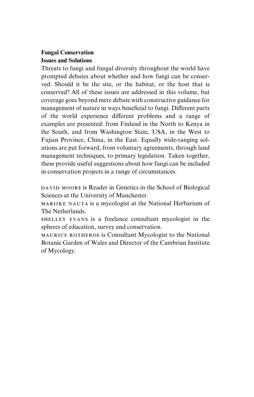 Fungal Conservation: Issues and Solutions (British Mycological Society Symposia) by David Moore Marijke M. Nauta Shelley E. Evans Maurice Rotheroe
