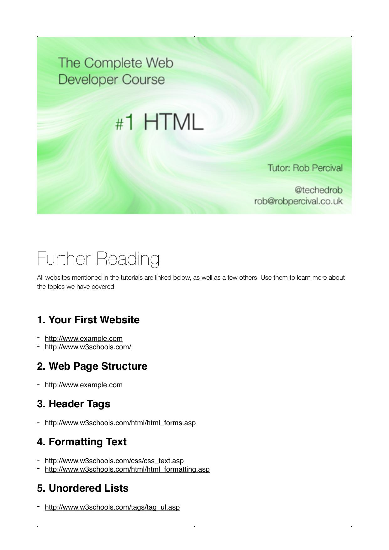Further Reading 1 - HTML by HTML Further Reading