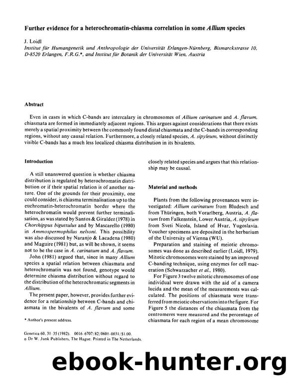 Further evidence for a heterochromatin-chiasma correlation in some  <Emphasis Type="Italic">Allium <Emphasis> species by Unknown