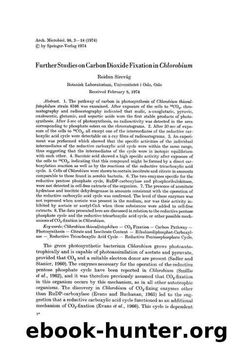Further studies on carbon dioxide fixation in <Emphasis Type="Italic">Chlorobium<Emphasis> by Unknown