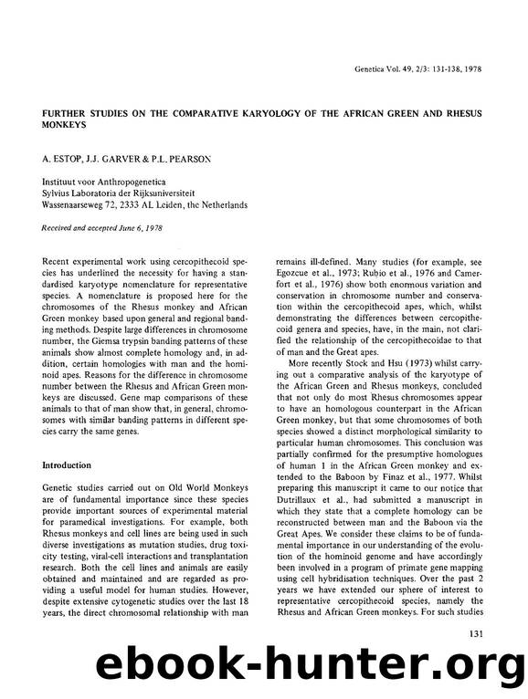 Further studies on the comparative karyology of the African Green and Rhesus monkeys by Unknown
