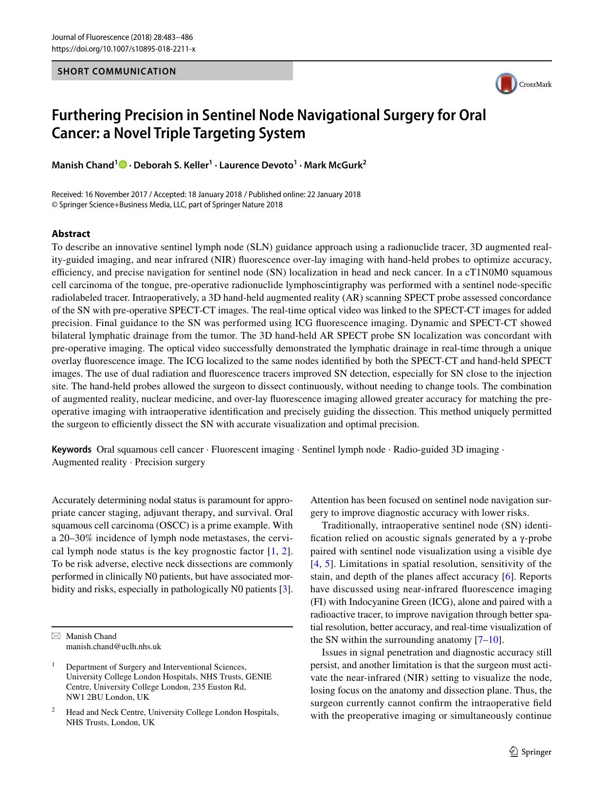 Furthering Precision in Sentinel Node Navigational Surgery for Oral Cancer: a Novel Triple Targeting System by Manish Chand