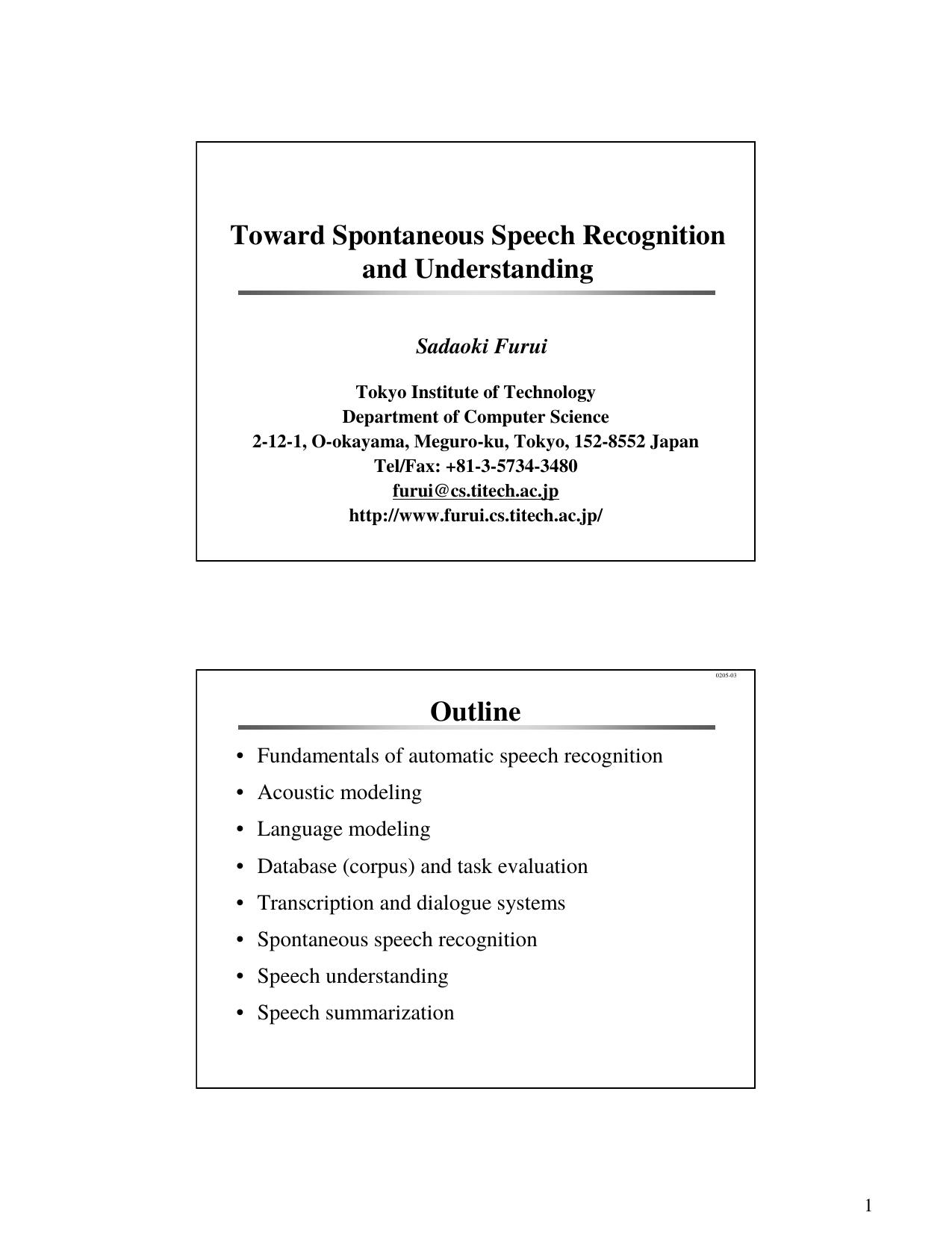Furui S. Toward Spontaneous Speech Recognition and Understanding (2003)(en)(43s) by Unknown