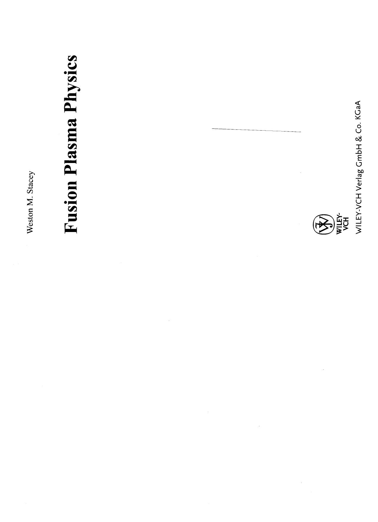Fusion Plasma Physics by Stacey