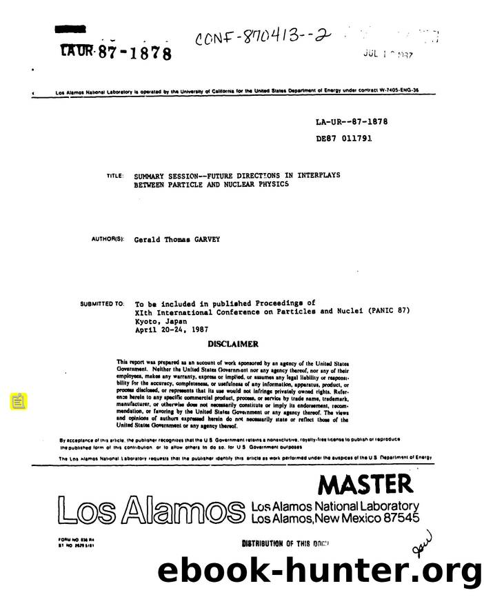 Future directions in interplays between particle and nuclear physics   Summary session  None by LANL Research Library LWW Project