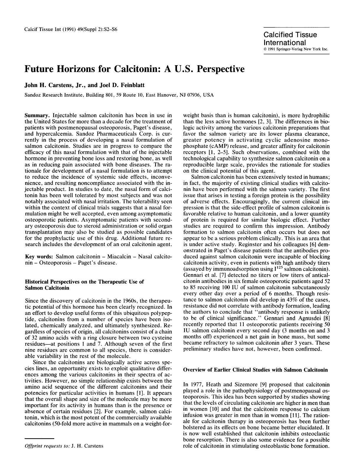 Future horizons for calcitonin: A U.S. perspective by Unknown