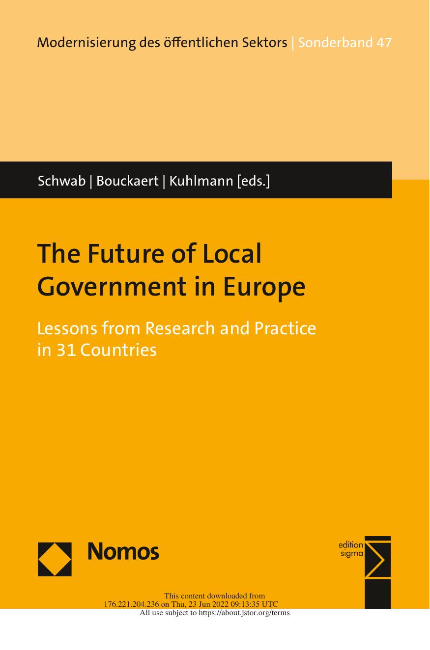 Future of Local Government in Europe - Lessons from Research and Practice in 31 Countries by Christian Schwab Geert Bouckaert Sabine Kuhlmann