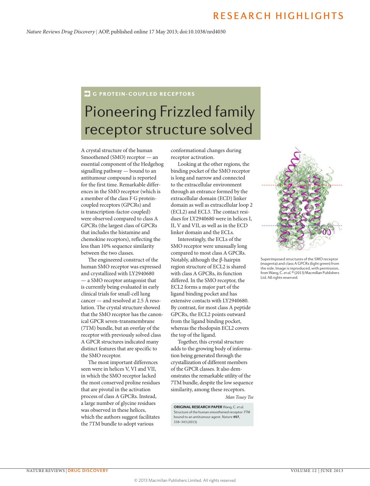 G Protein-Coupled receptors: Pioneering Frizzled family receptor structure solved by Man Tsuey Tse