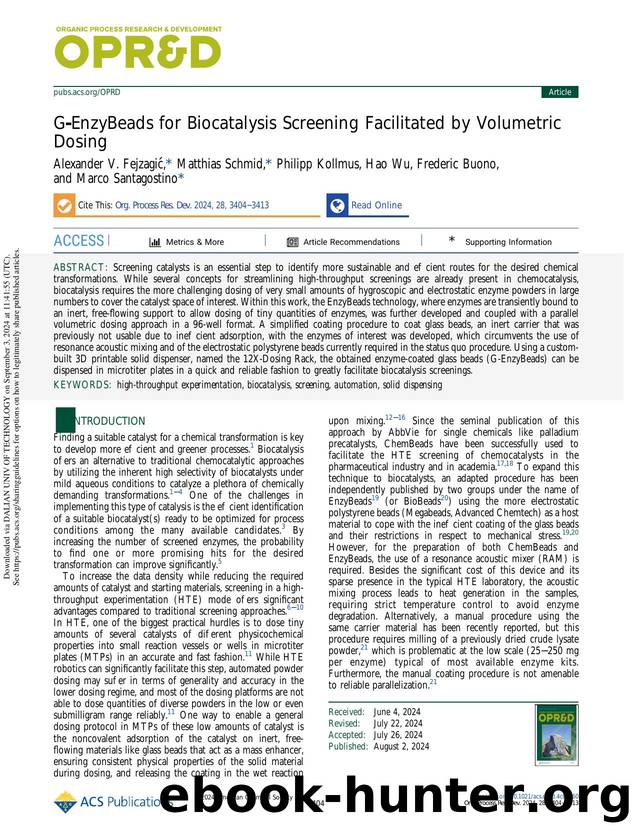 G-EnzyBeads for Biocatalysis Screening Facilitated by Volumetric Dosing by unknow