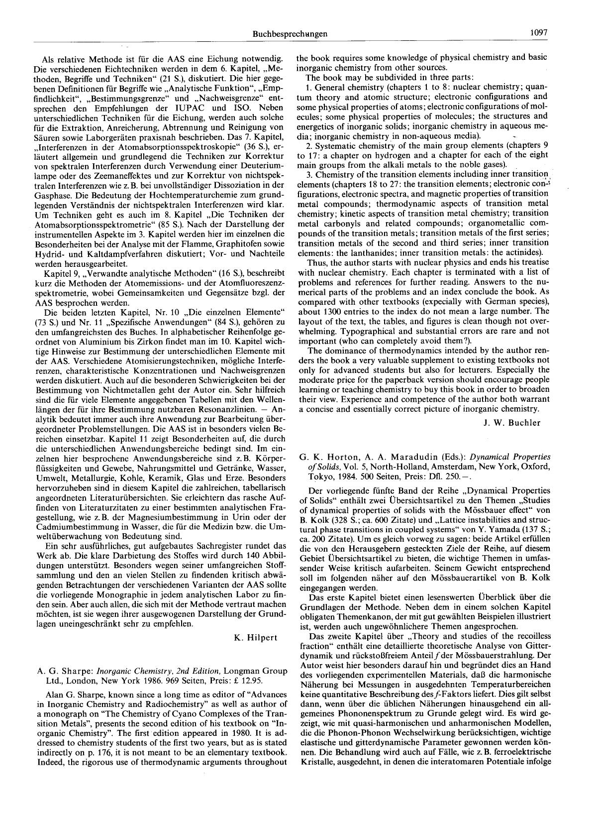 G. K. Horton, A. A. Maradudin (Eds.): Dynamical Properties of Solids, Vol. 5, North-Holland, Amsterdam, New York, Oxford, Tokyo, 1984. 500 Seiten, Preis: Dfl. 250.-. by Unknown