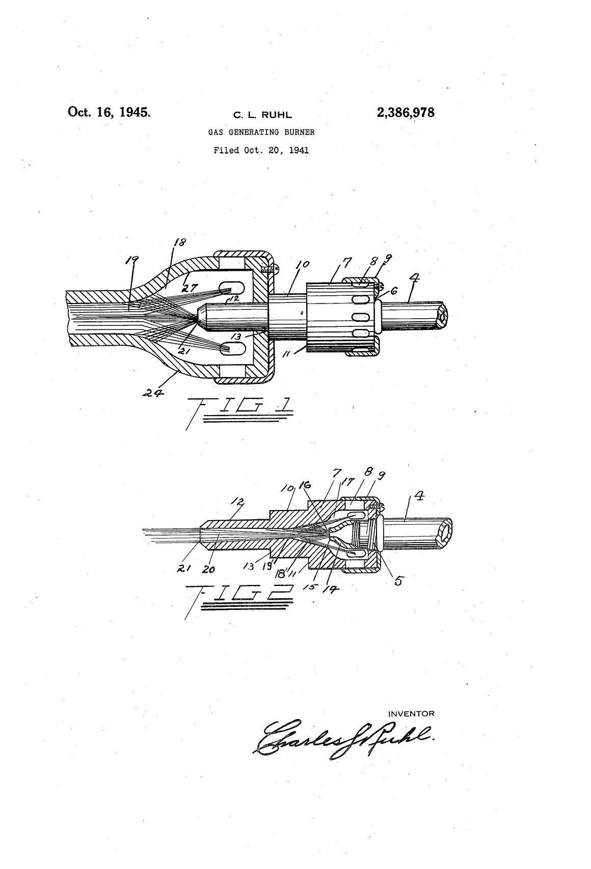 GAS GENERATING BURNER by C. L. RUHL C. L. RUHL