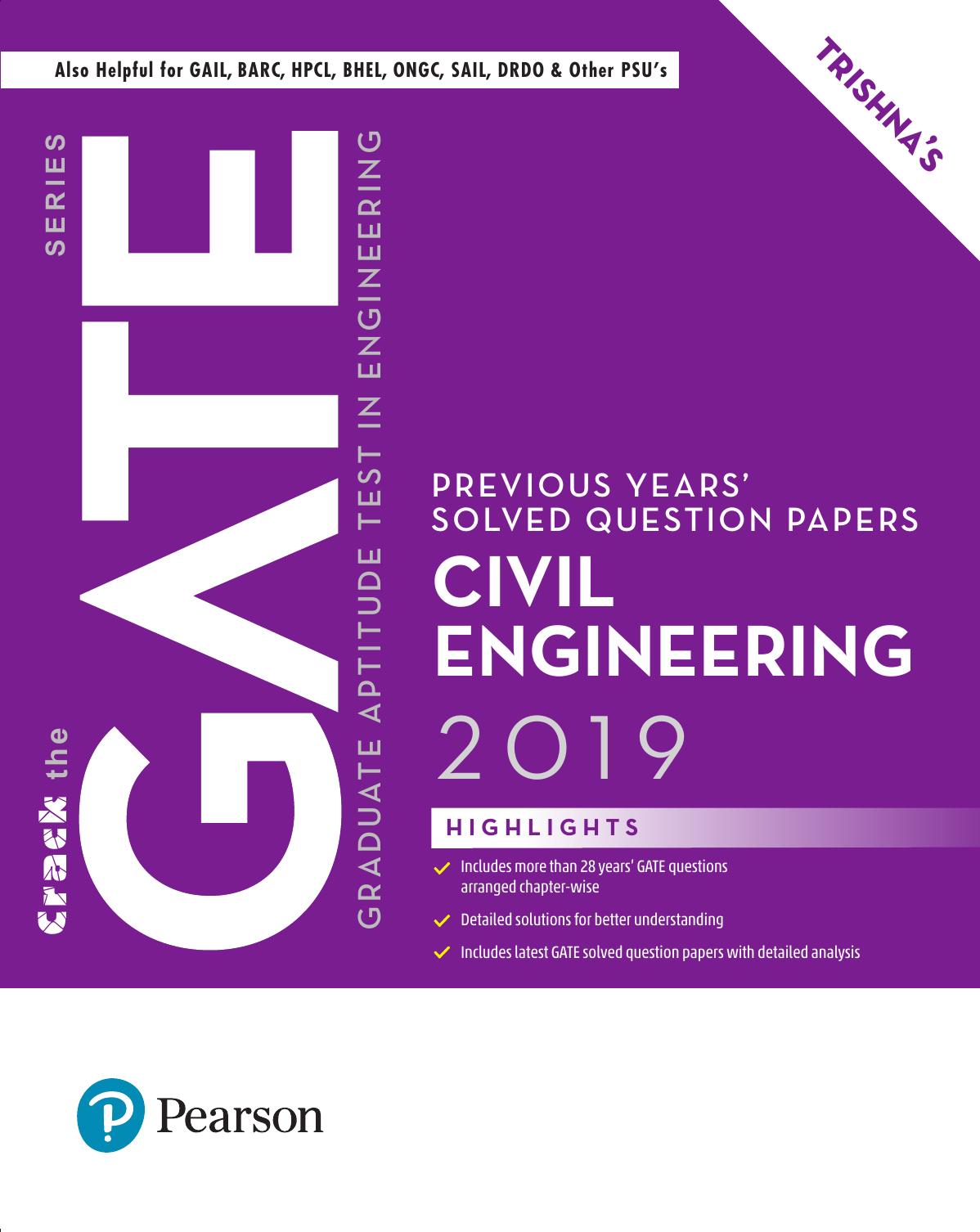 GATE 2019 Civil Engineering Previous Years' Solved Question Papers by Trishna Knowledge Systems