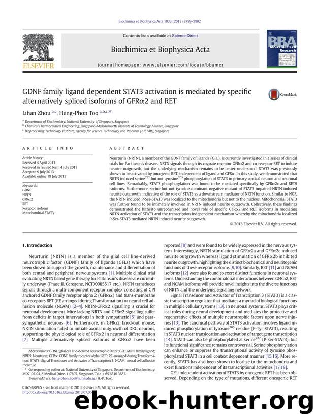 GDNF family ligand dependent STAT3 activation is mediated by specific alternatively spliced isoforms of GFRÎ±2 and RET by Lihan Zhou & Heng-Phon Too