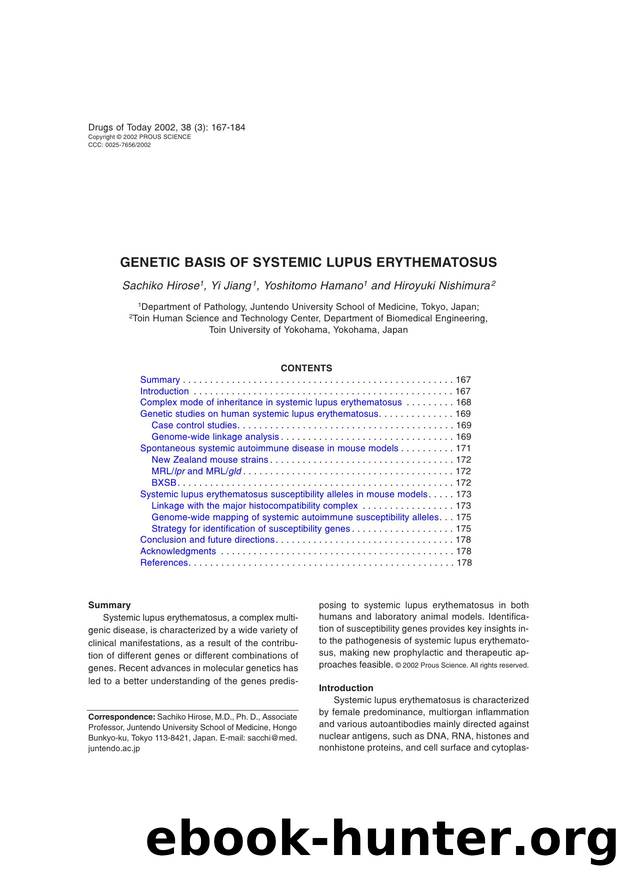 GENETIC BASIS OF SYSTEMIC LUPUS ERYTHEMATOSUS by Prous Science (c) 2002