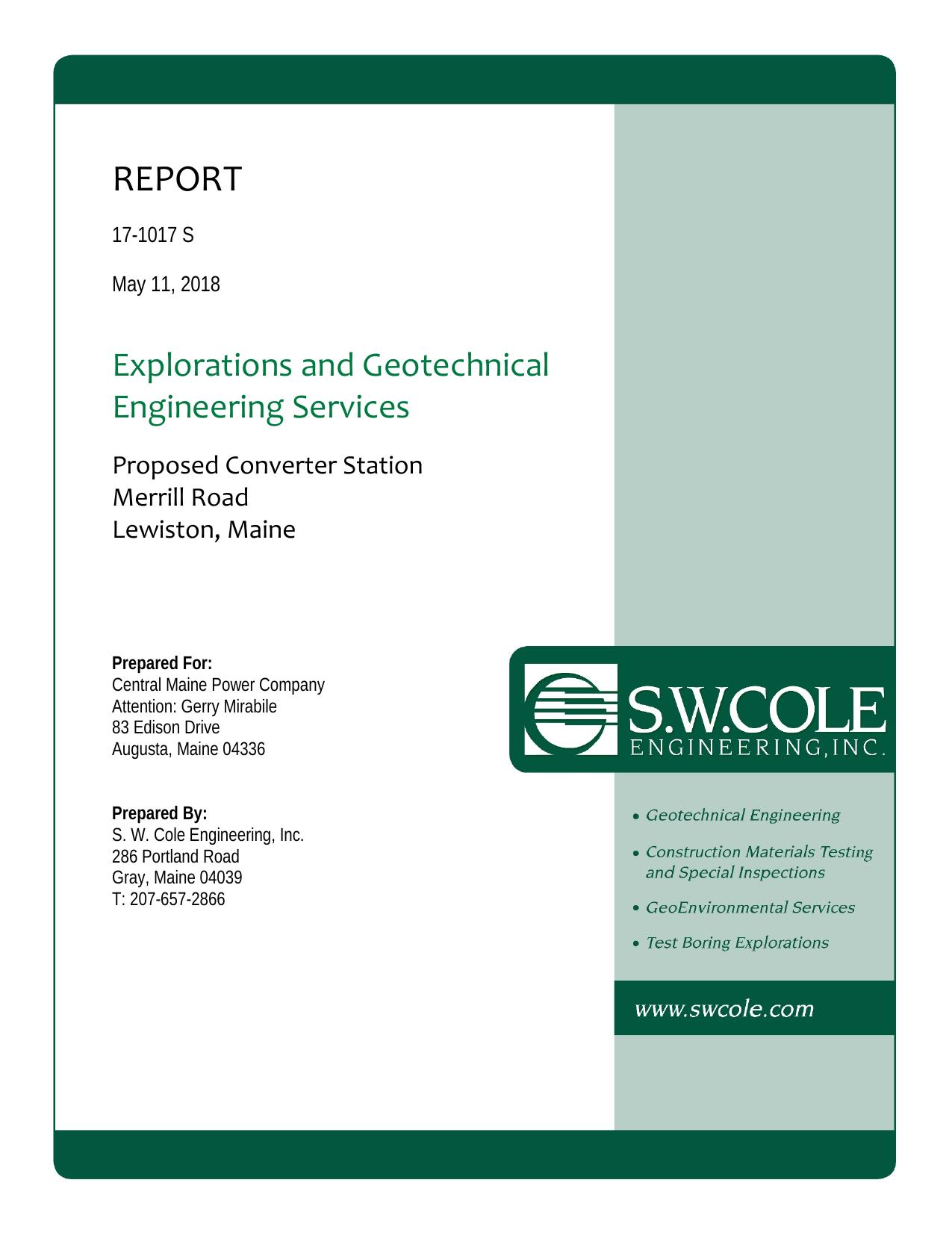 GEOTECHNICAL ENGINEERING INVESTIGATION by Tim Boyce