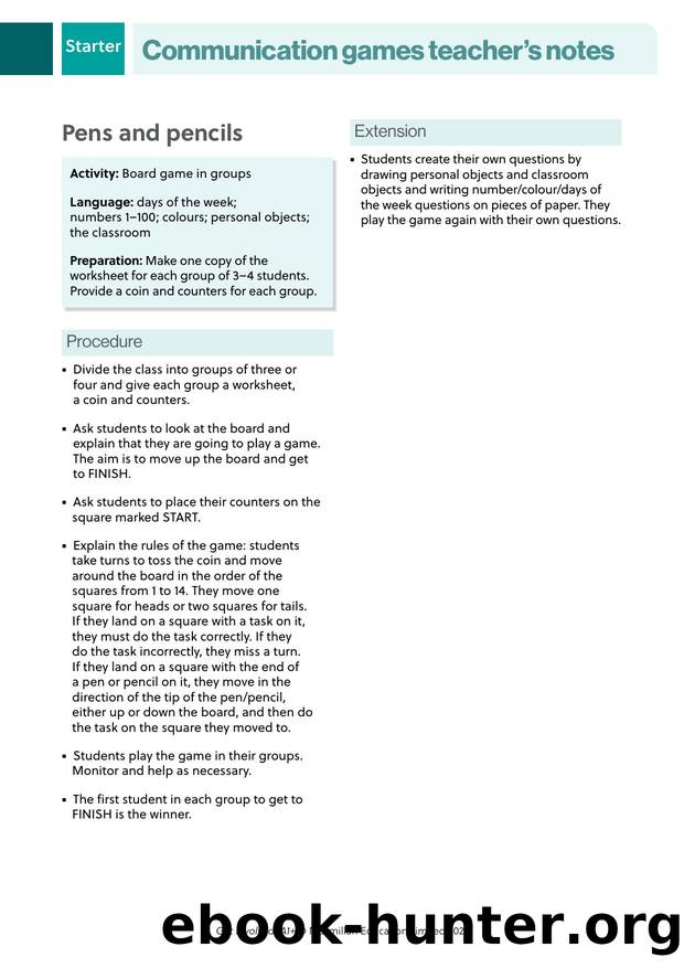 GI A1PLUS Communication Games Starter Teacher s Notes by Unknown