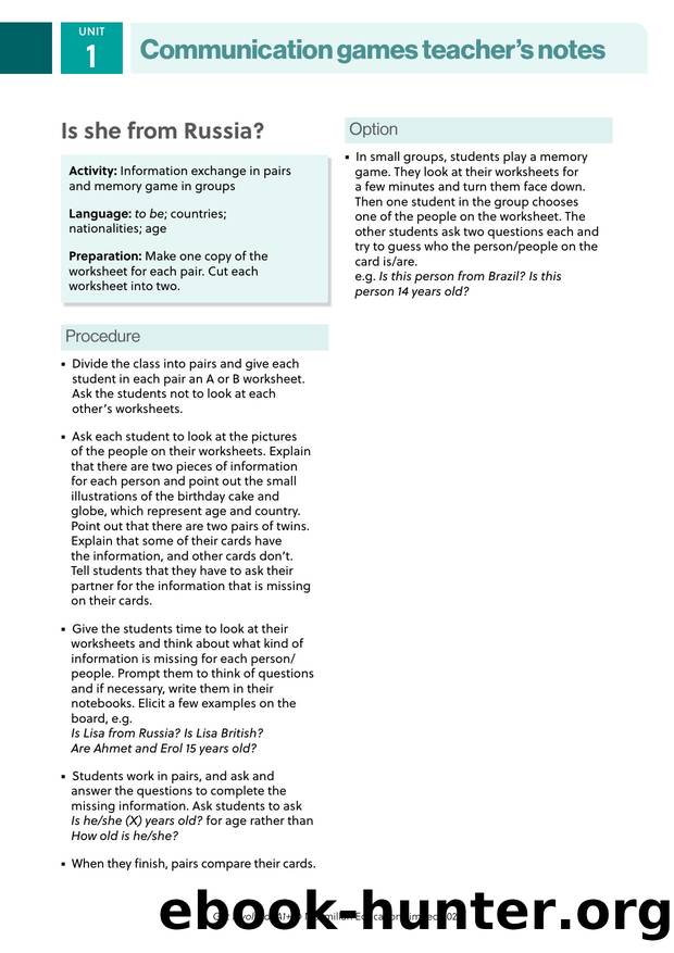 GI A1PLUS Communication Games U1 Teacher s Notes by Unknown