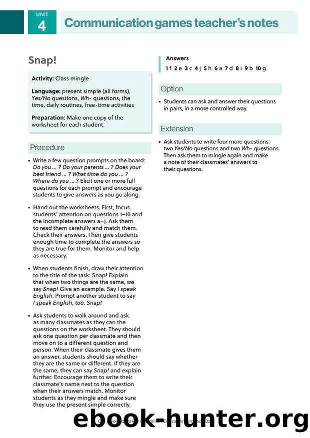GI A1PLUS Communication Games U4 Teacher s Notes by Unknown