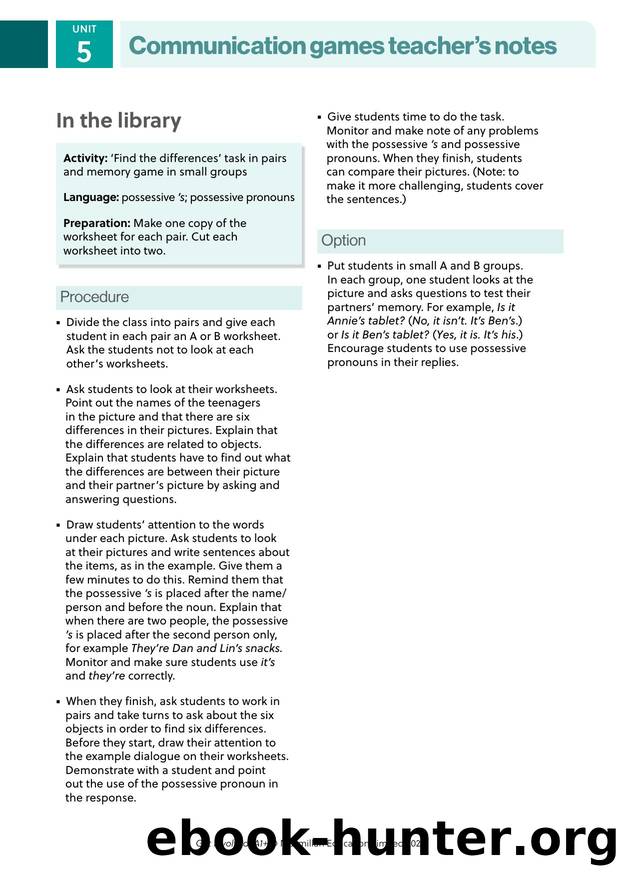 GI A1PLUS Communication Games U5 Teacher s Notes by Unknown