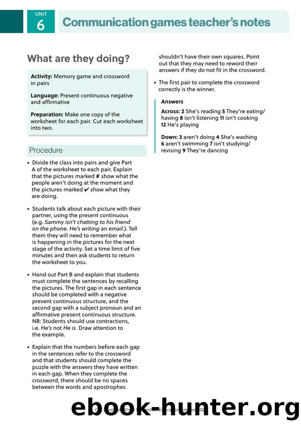 GI A1PLUS Communication Games U6 Teacher s Notes by Unknown
