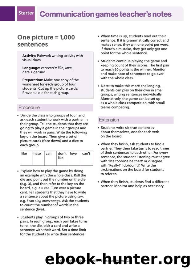 GI A2PLUS Communication games Starter Teacher's notes by Unknown