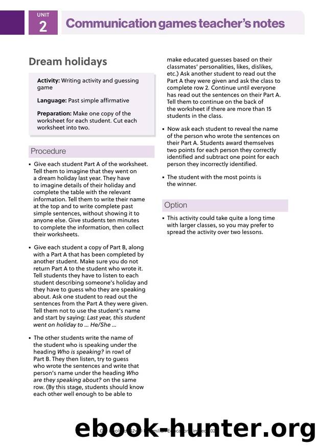 GI A2PLUS Communication games U2 Teacher's notes by Unknown