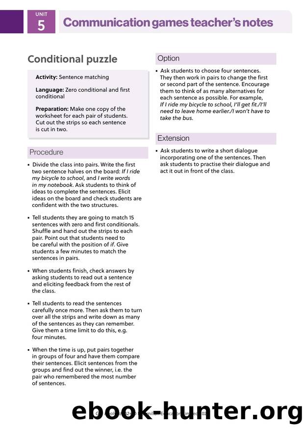 GI A2PLUS Communication games U5 Teacher's notes by Unknown