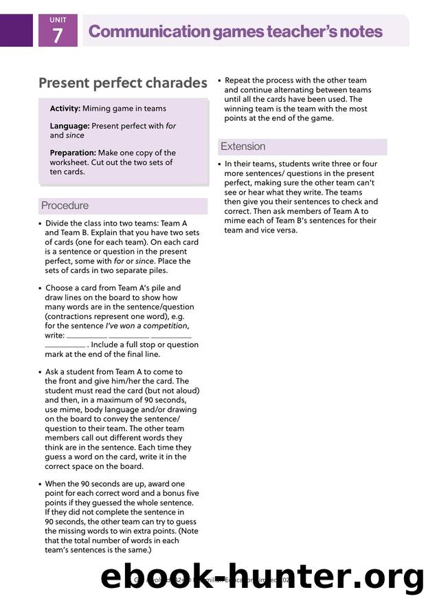 GI A2PLUS Communication games U7 Teacher's notes by Unknown
