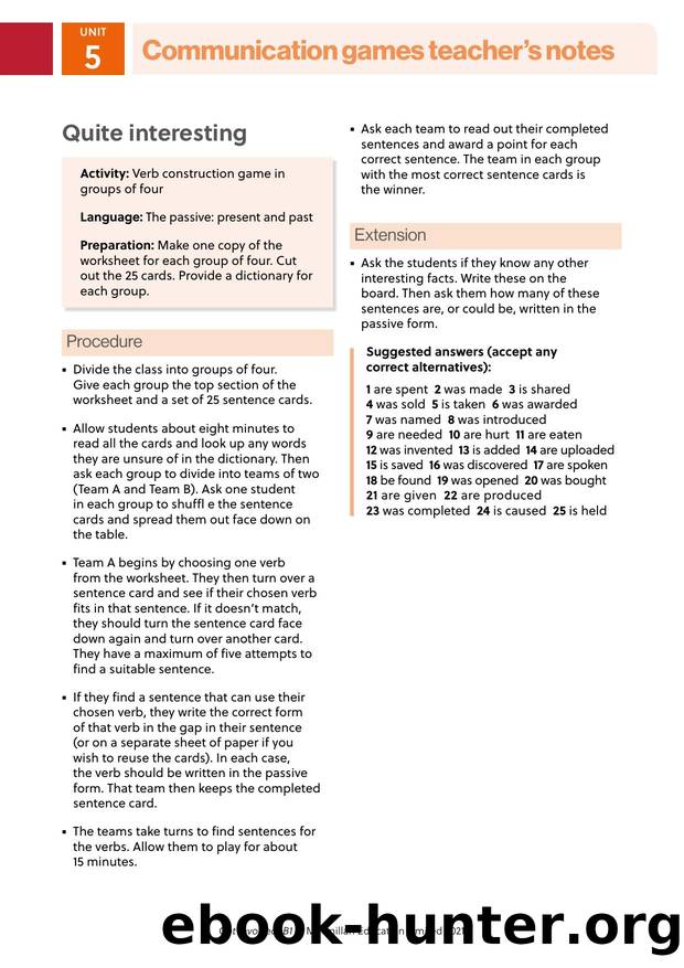 GI B1 Communication games U5 Teacher s notes by Unknown