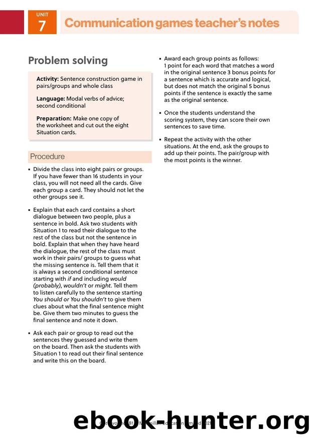 GI B1 Communication games U7 Teacher s notes by Unknown