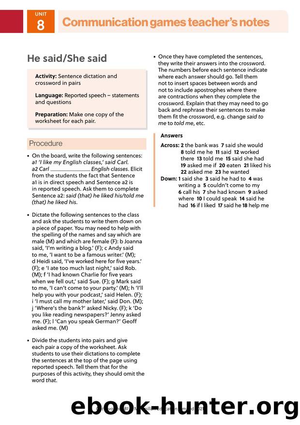 GI B1 Communication games U8 Teacher s notes by Unknown