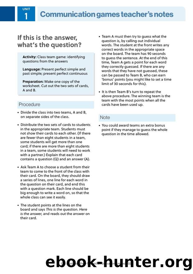 GI B1PLUS Communication games U1 Teacher s notes by Unknown