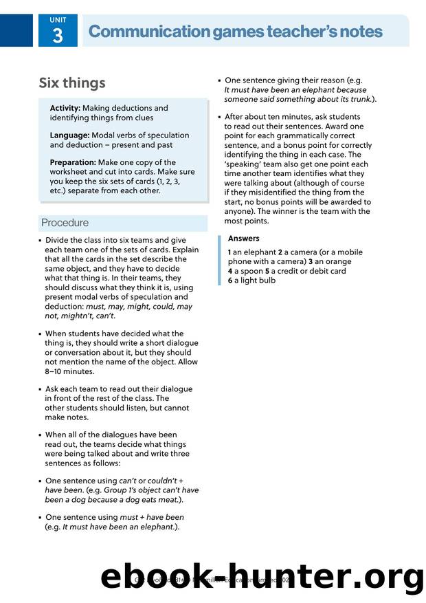 GI B1PLUS Communication games U3 Teacher s notes by Unknown