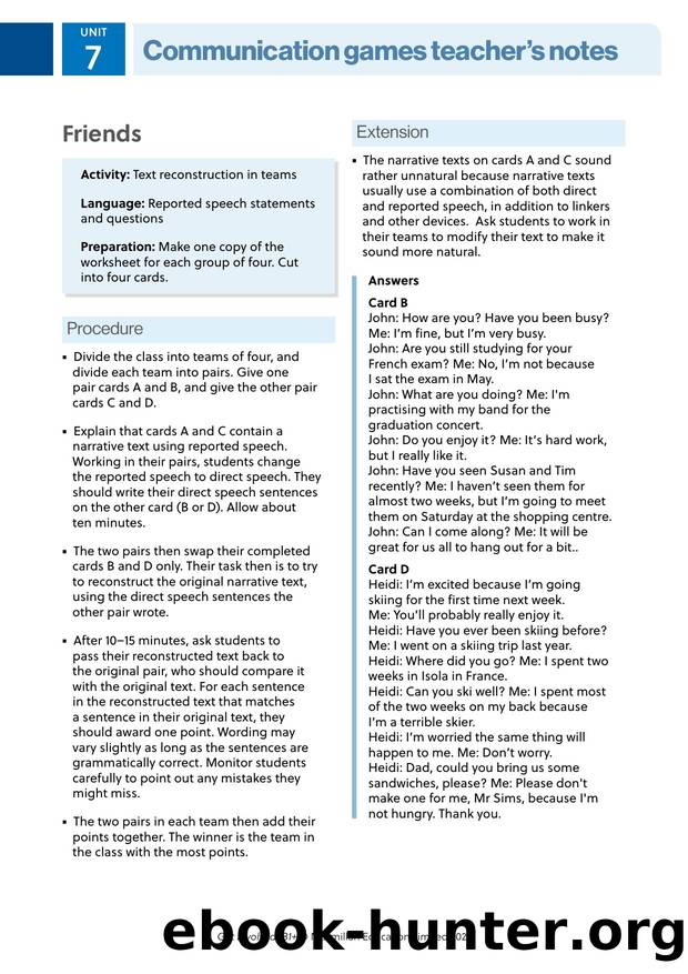 GI B1PLUS Communication games U7 Teacher s notes by Unknown