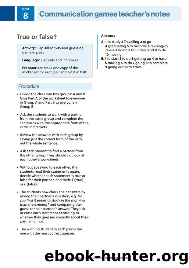GI B1PLUS Communication games U8 Teacher s notes by Unknown