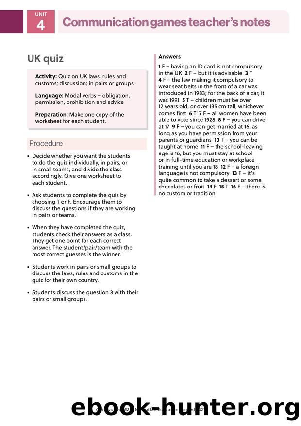 GI B2 Communication games U4 Teacher's notes by Unknown
