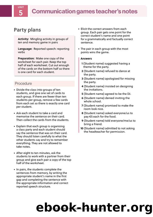 GI B2 Communication games U5 Teacher's notes by Unknown