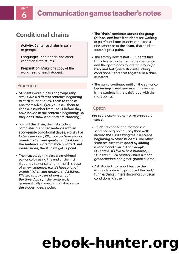 GI B2 Communication games U6 Teacher's notes by Unknown