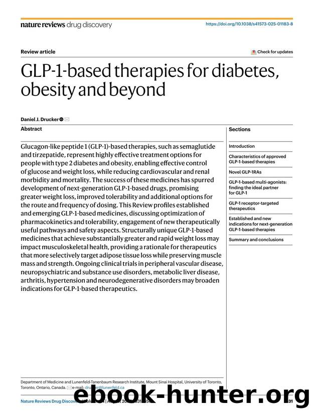 GLP-1-based therapies for diabetes, obesity and beyond by Daniel J. Drucker