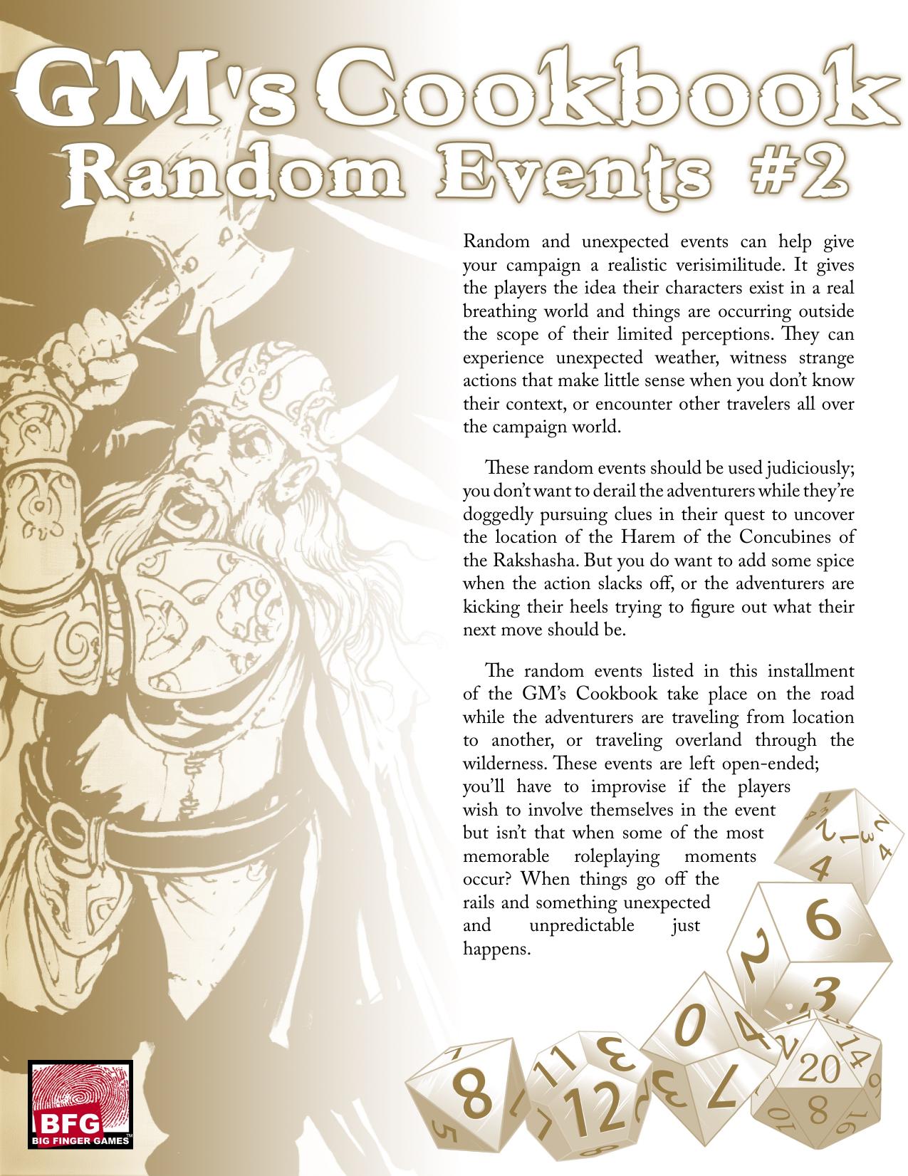 GM's Cookbook: Random Events 2 by Big Finger Games