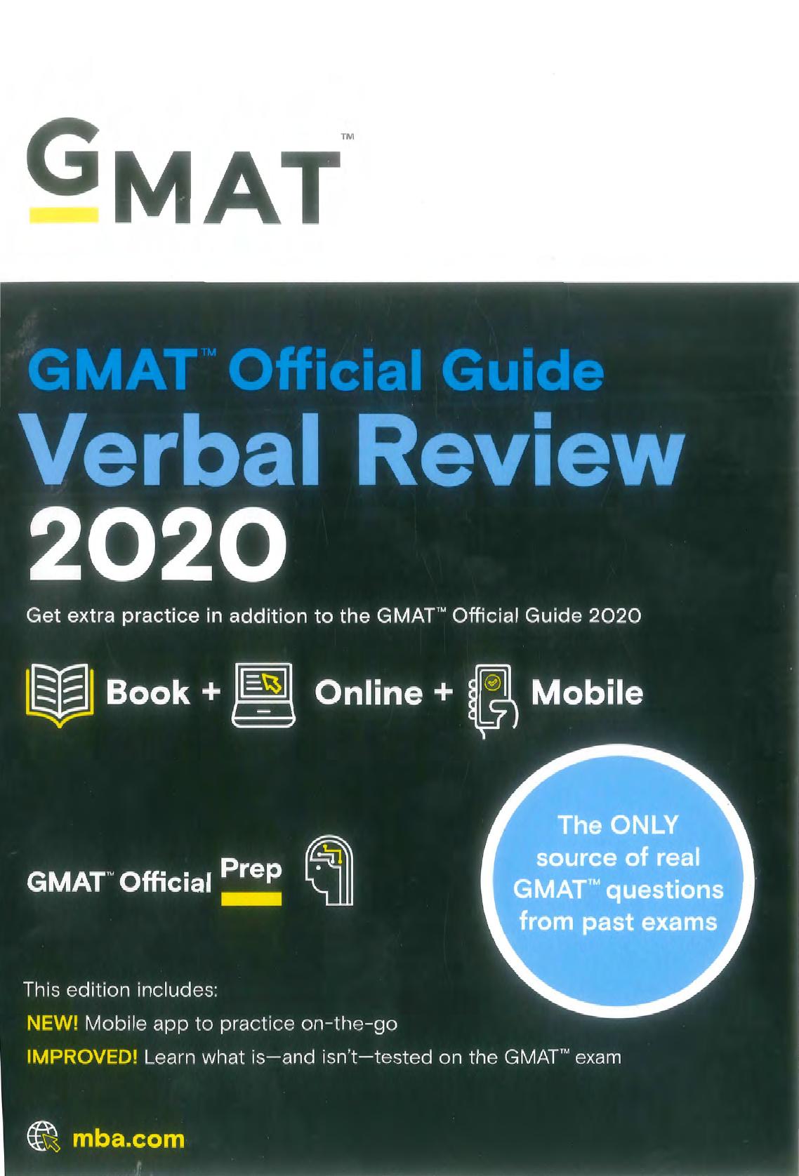 GMAT Official Guide 2020 Verbal Review: Book + Online Question Bank by GMAC (Graduate Management Admission Council)