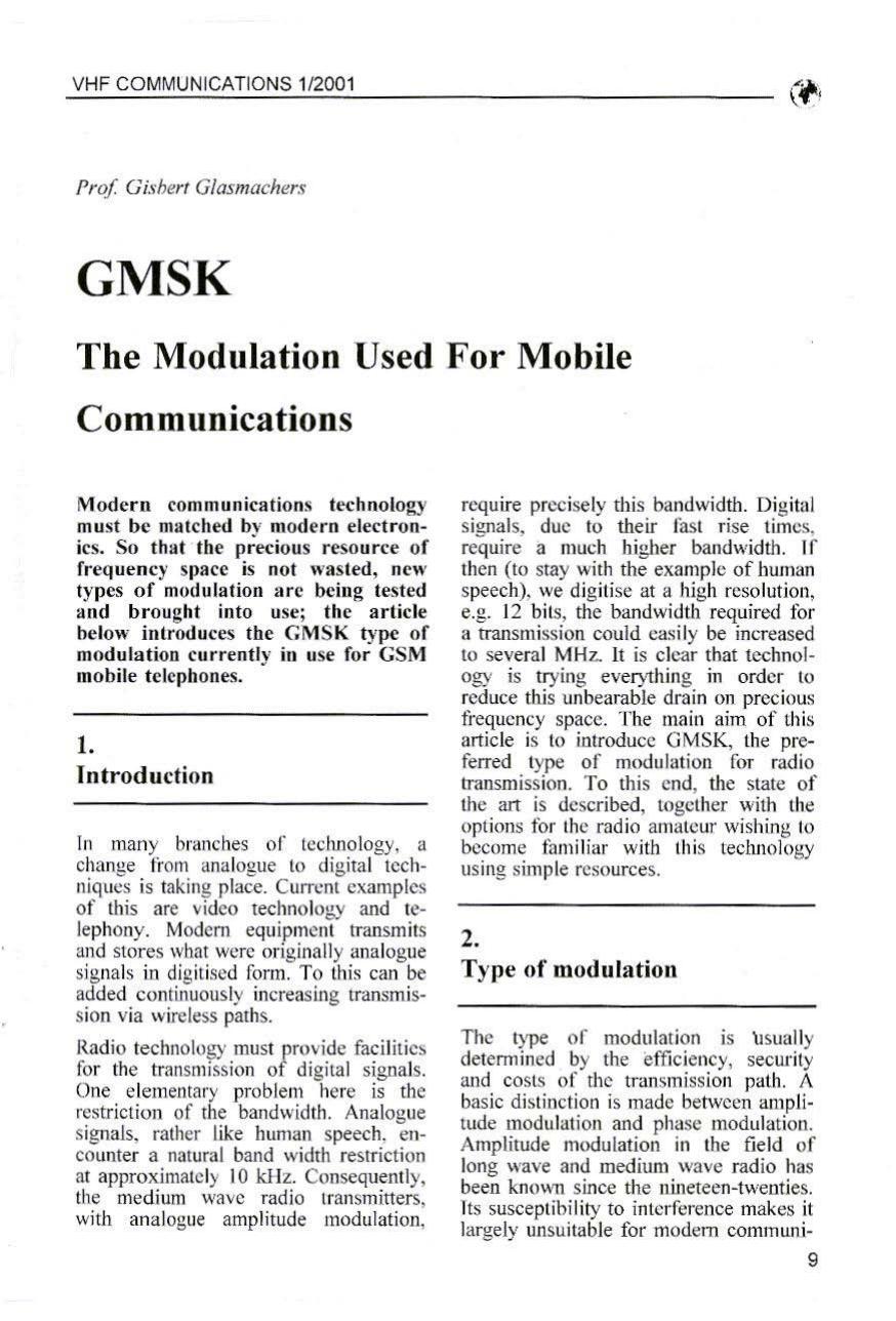 GMSK - The Modulation Used For Mobile Communications by The Modulation Used For Mobile Communications