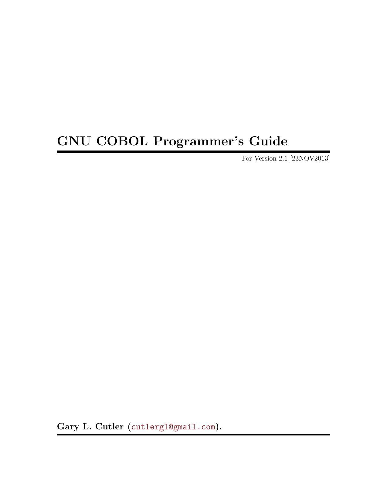 GNU Cobol Programmers Guide 2.1 by Unknown