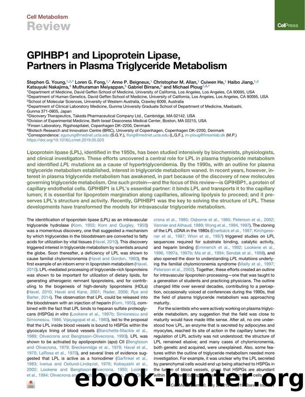 GPIHBP1 and Lipoprotein Lipase, Partners in Plasma Triglyceride Metabolism by unknow