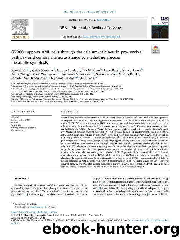 GPR68 supports AML cells through the calciumcalcineurin pro-survival pathway and confers chemoresistance by mediating glucose metabolic symbiosis by unknow