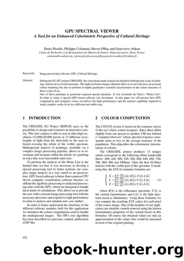 GPU SPECTRAL VIEWER - A Tool for an Enhanced Colorimetric Perspective of Cultural Heritage by Denis Pitzalis Philippe Colantoni Ruven Pillay & Genevieve Aitken