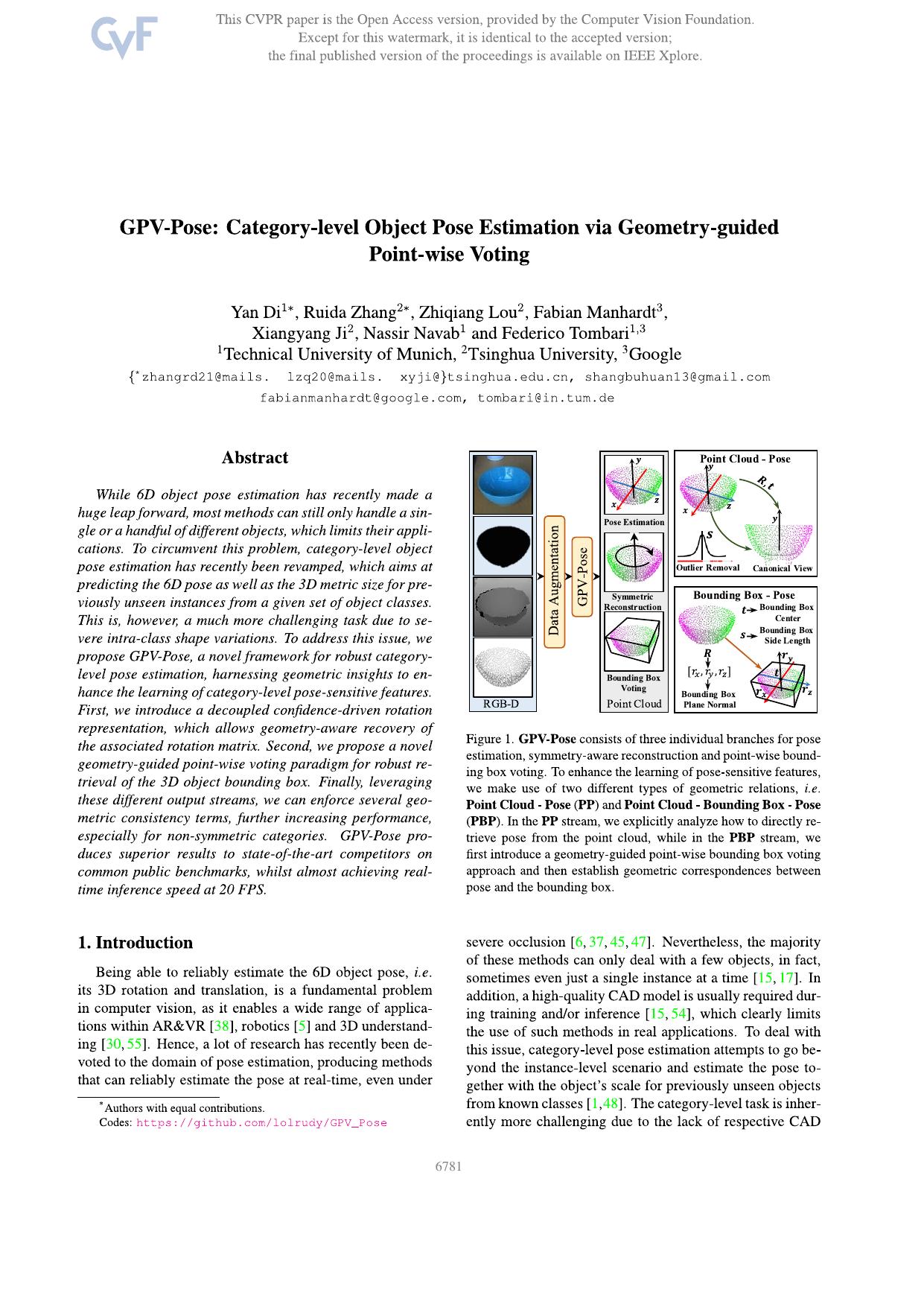 GPV-Pose: Category-Level Object Pose Estimation via Geometry-Guided Point-Wise Voting by unknow