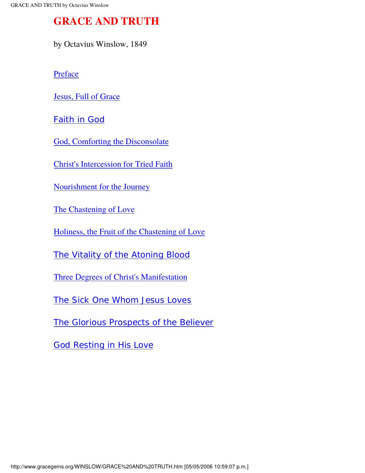 GRACE AND TRUTH by Octavius Winslow by Grace & Truth (b)