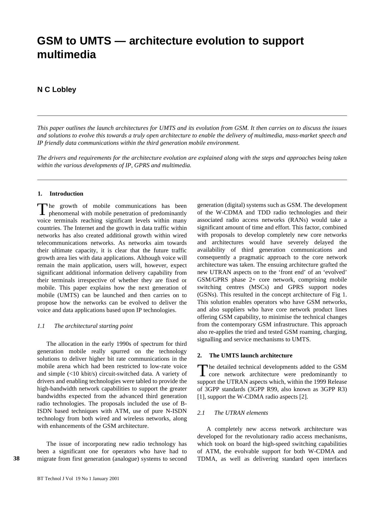 GSM to UMTS — Architecture Evolution to Support Multimedia by Unknown