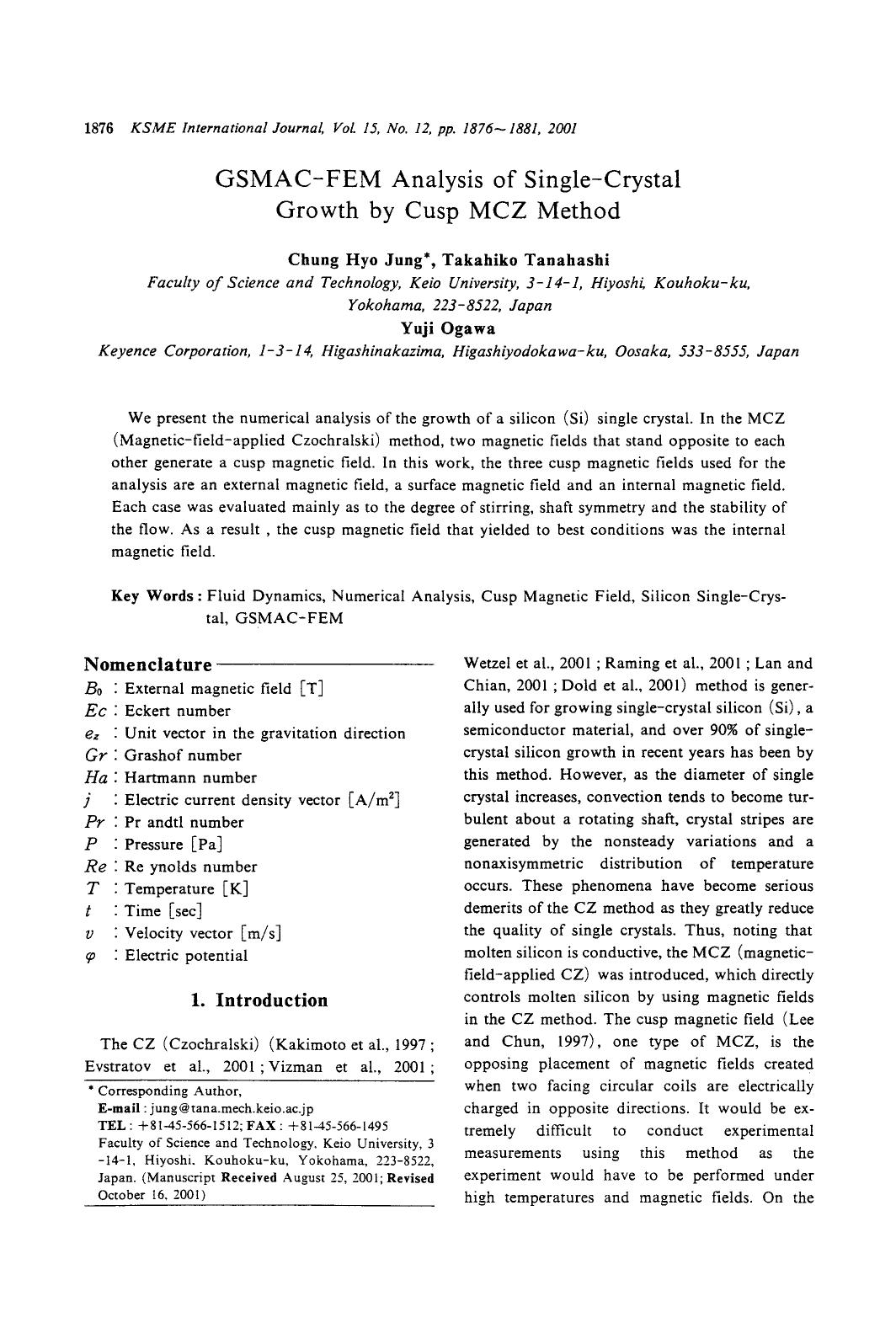 GSMAC-FEM analysis of single-crystal growth by cusp MCZ method by Unknown